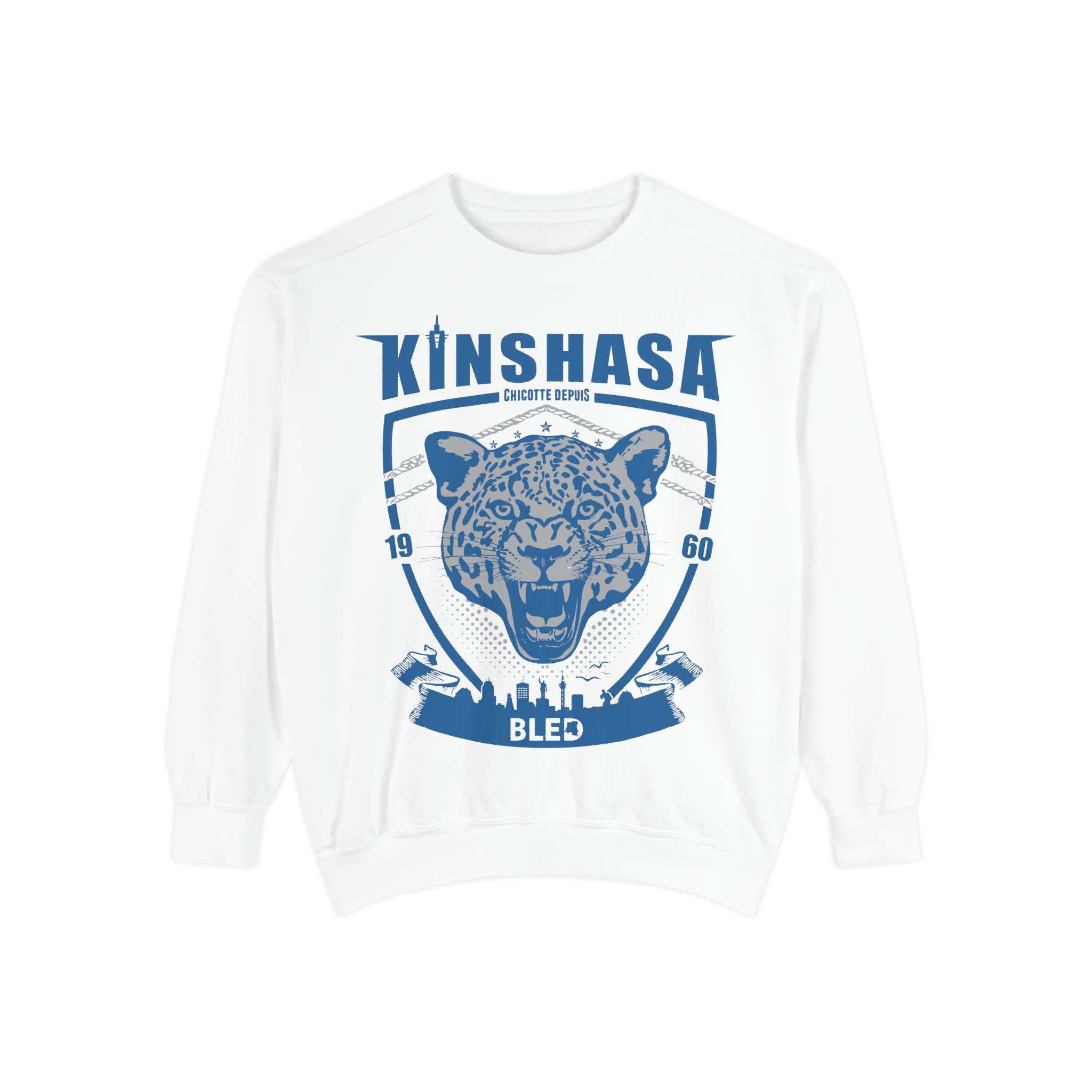 Kinshasa Leopard Head Sweatshirt | Vintage Shield Graphic