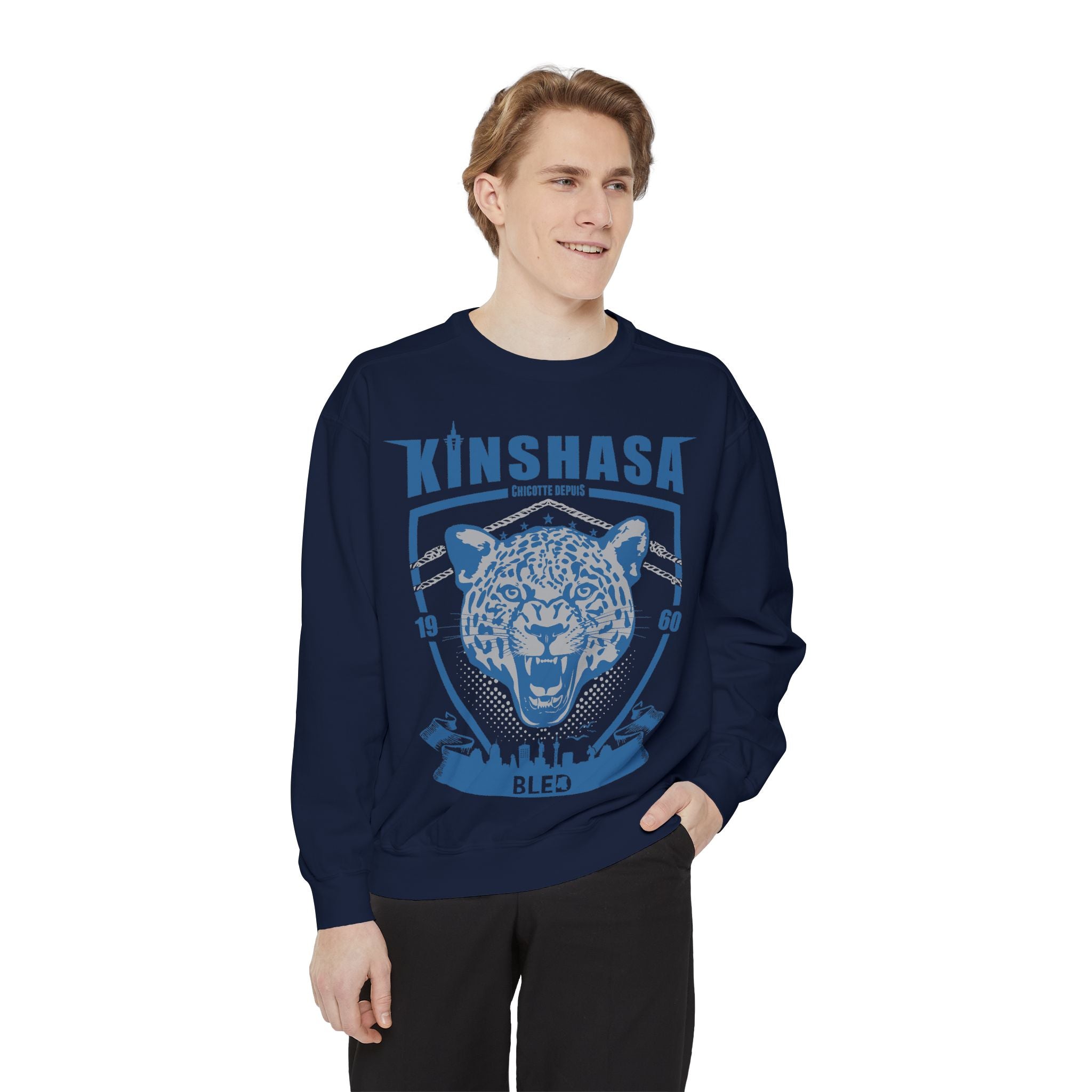 Kinshasa Leopard Head Sweatshirt | Vintage Shield Graphic