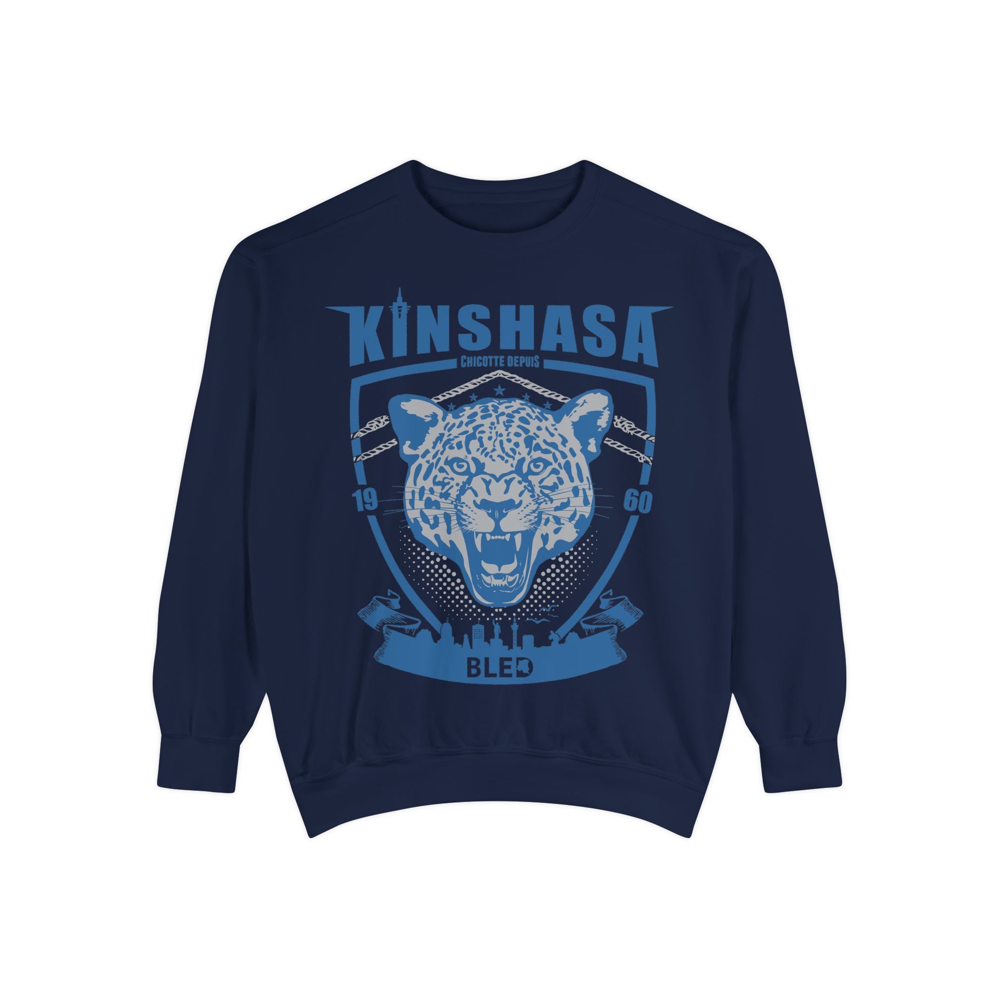 Kinshasa Leopard Head Sweatshirt | Vintage Shield Graphic